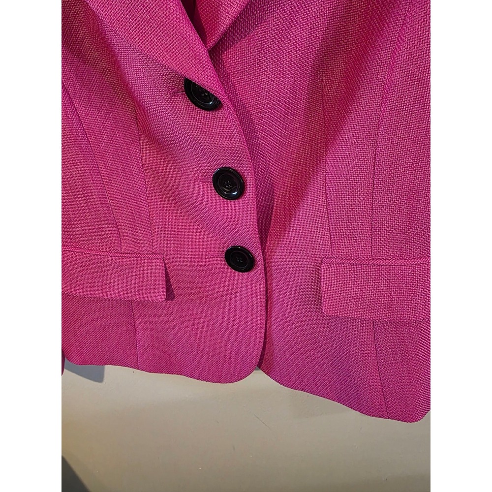 Black Label by Evan-Picone Hot Pink Three Button Blazer Jacket Size 12 - Picture 2 of 8